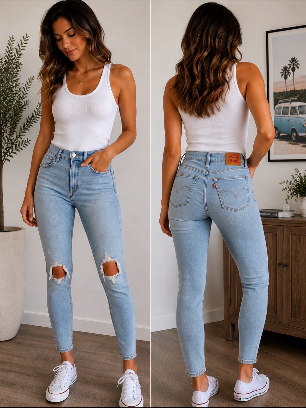 Levi’s 721 light  Blue Distressed Women’s Jeans